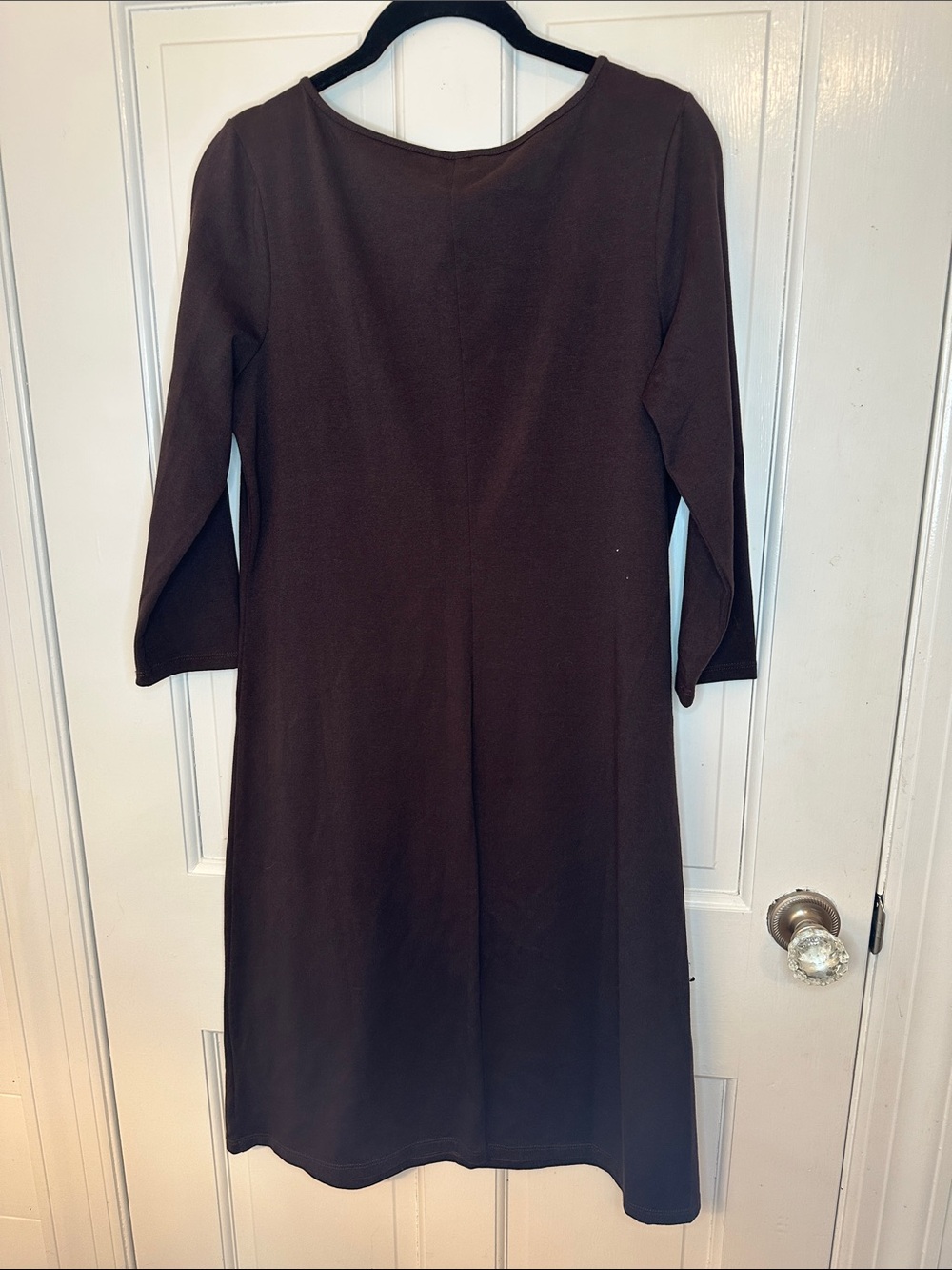 Lands' End Chocolate Brown 3/4 Sleeve Shift Dress size S EUC - Picture 3 of 3